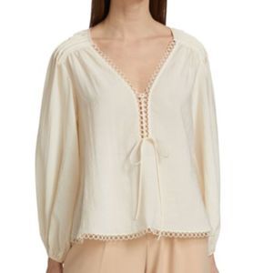 NWT* Jonathan Simkhai Rhodes Summer Lace Up Blouse - Women's Large